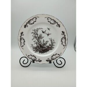 AUX AU PROVENCE Rooster Dinner Plate Charger Black French Country Toile